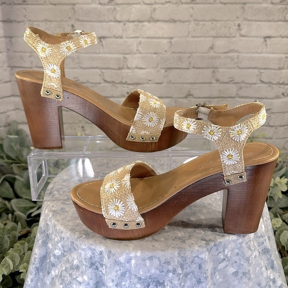 Madden Girl “Lifft” Daisy Raffia Tan Open Toe One-Band Platforms WMS 6.5M🌼VGUC - Picture 6 of 12